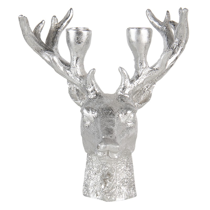 Portacandela renna in resina argento - 22x24 cm  - Clayre and Eef